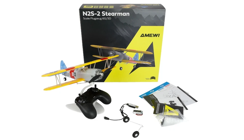 AMXFLIGHT N2S-2 "BOEING" STEARMAN 360MM 6G/3D 6-KANAL RTF AMEWI 24148 - Bild 2 von 4