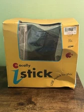 New In Box 1999 Macally USB ISTICK Joystick With CD For Mac Transparent Blue VTG