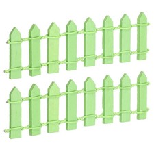 2pcs 3.9 Inch Miniature Garden Fence Mini Ornament Wood Picket Fence Green
