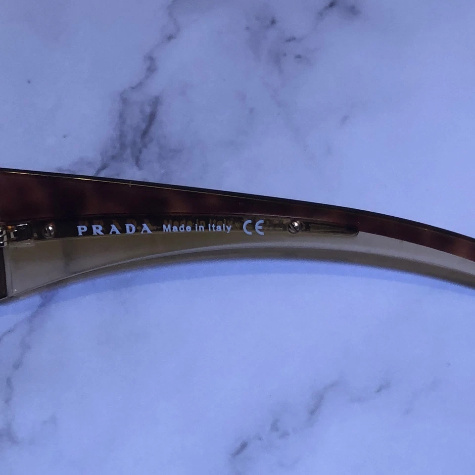Prada SPR01H 2AU-5G1 Tortoise Gold Square Wrap Sunglasses Brown Lens Italy - Image 4 of 4