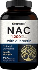 NatureBell NAC 1,200mg with Quercetin - 240 Capsules - N-Acetyl Cysteine - Antio