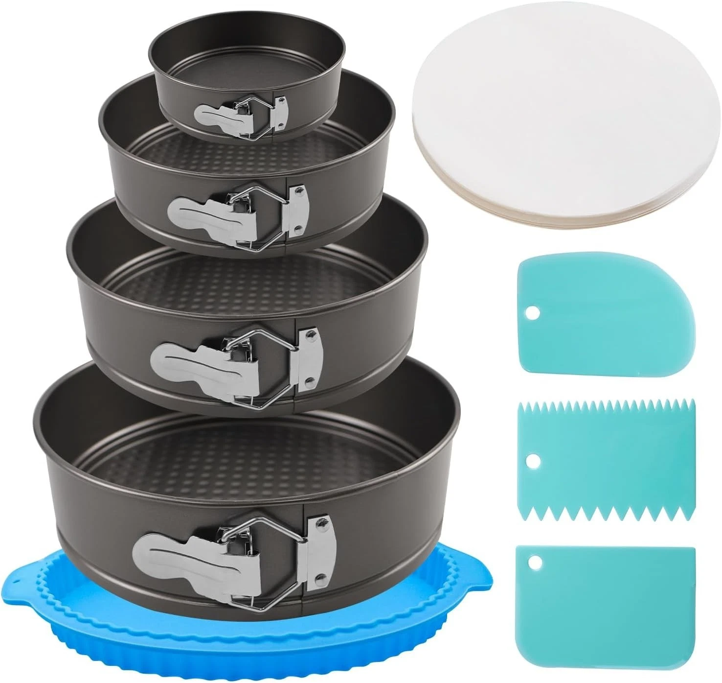 Springform Cake Pan Set 4 7 9 10 Inches Nonstick Bakeware for Cheesecake Pies
