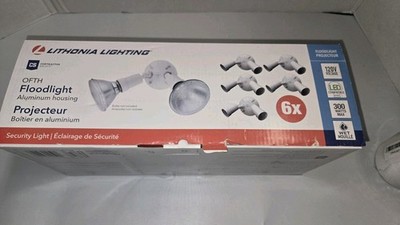 6 Pack Lithonia Lighting Floodlight Aluminum Housing White  120V 300 Watt