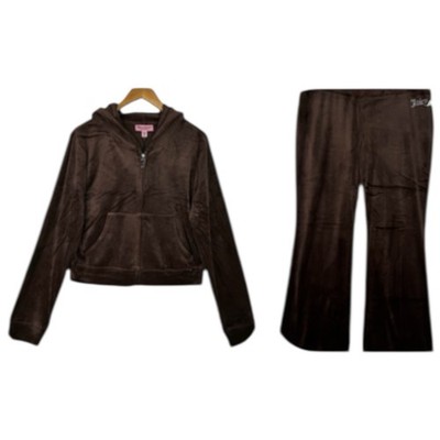 Juicy Couture Brown Sugar Velour Tracksuit Set XL Rhinestone Y2K Mcbling NWT