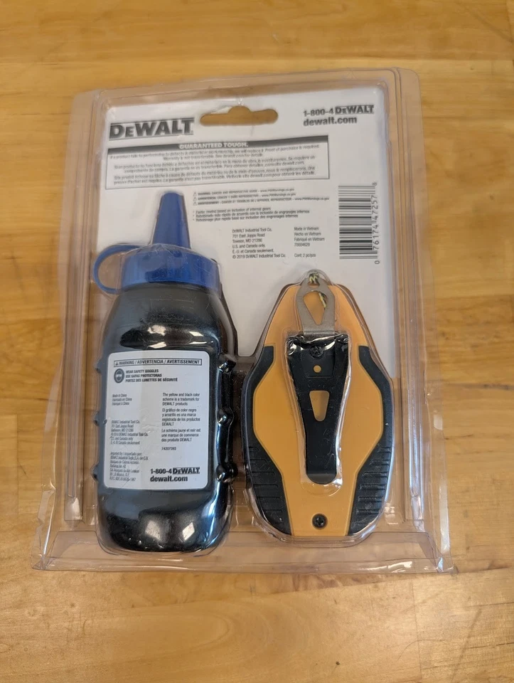 DeWalt DWHT47257L 30' Chalk Reel Kit w/ Blue Chalk 4oz – New Sealed - Image 2 of 2