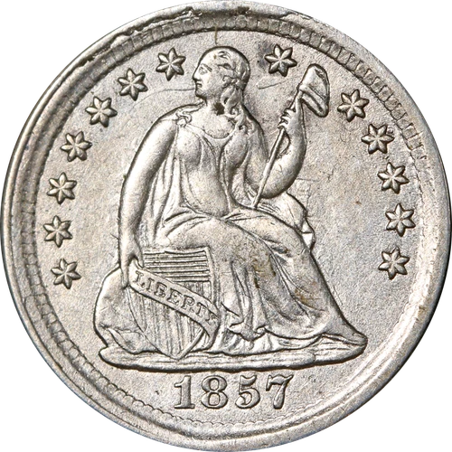 1857-P Seated Liberty Half Dime - Cleaned