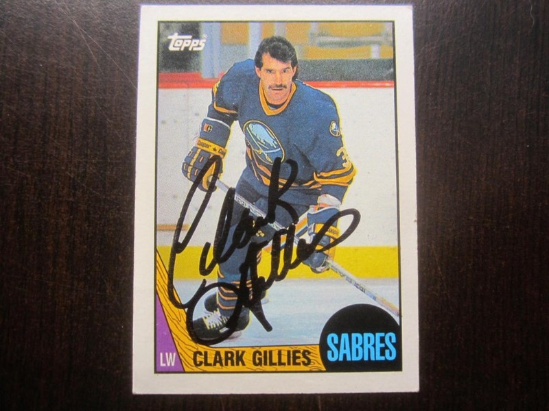 1987 TOPPS HOCKEY CARD CLARK GILLIES NICE CLEAN SIGNED AUTOGRAPH BUFFALO SABRES
