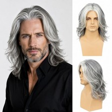 New Arrival Fluffy Medium Long Curly Wig for Men Heat Resistant Synthetic Full