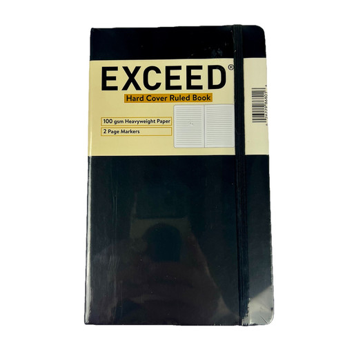 Exceed Ruled Journal: Black Faux Leather Hard Cover Heavyweight 100gsm Paper - Picture 1 of 7