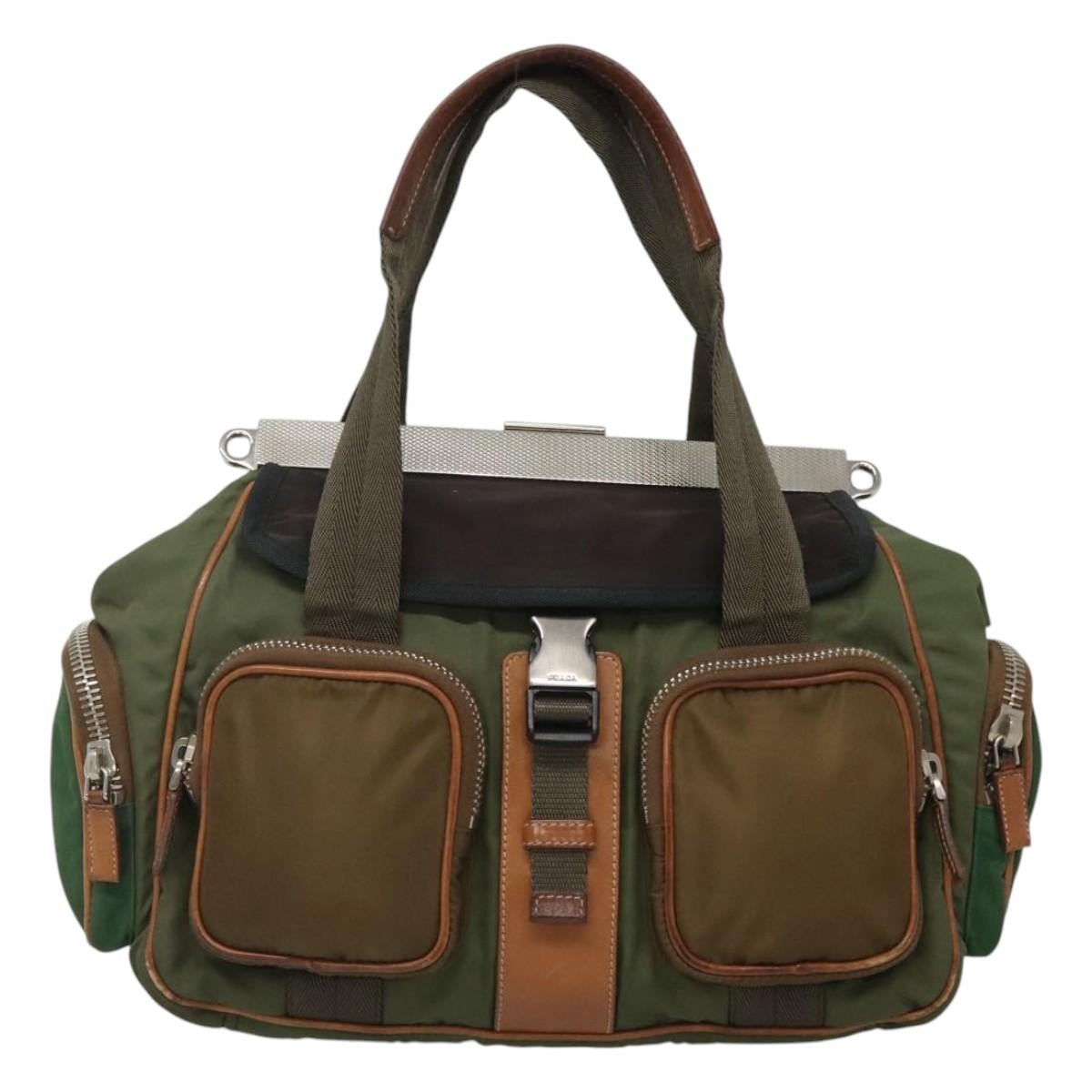 Prada Tessuto Khaki Nylon Handbag Authentic