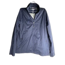 Antigua Womens Size Medium Navy Blue Wind Breaker Zip Up 3 Pockets Light Weight