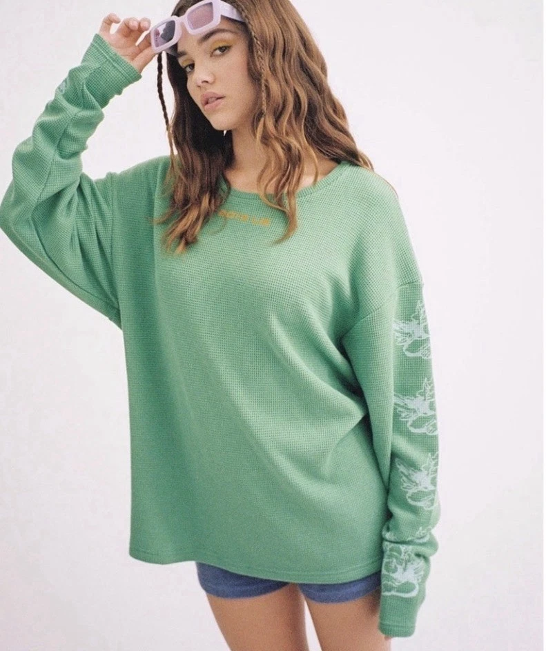 Boys Lie Sweatshirt thermal oversized women’s Honeydew Green One Size Y2K