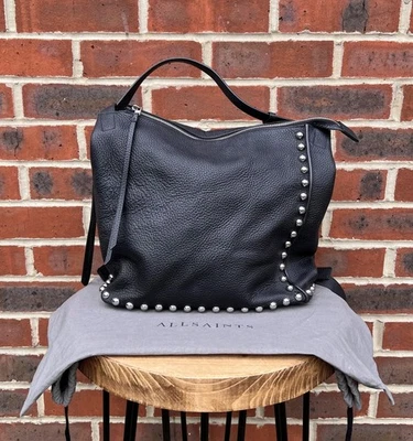 AllSaints Femmes Cuir CAMI Sac à Dos Noir Sac Motard All Saints Sac à Dos - Photo 1/4