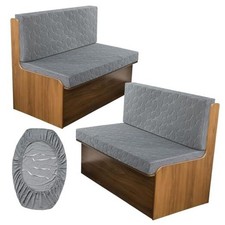 RV Dinette Cushion Covers, 2 Sets 2 Backrest Covers  2 Bench Covers Leaf grey