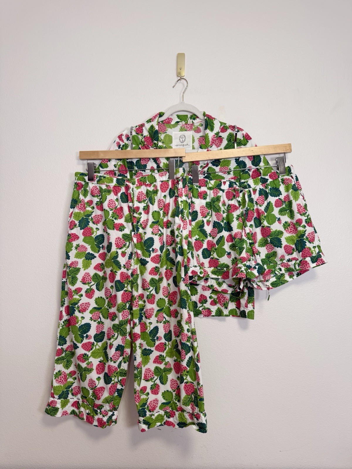 Printfresh Strawberry Fields 3pc pajama set Sz S … - image 9
