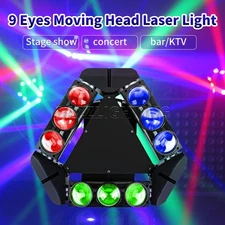 PAIDUN 9 Cree LED Moving Head Laser Light Voice Control DMX Stage Beam Lighting