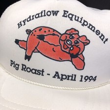 NOS Vtg 1994 PIG ROAST Mesh TRUCKER Hat HoG Roughneck Snapback 90's Redneck Cap