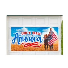 God Bless America (Family) 42" x 84" Magnetic Garage Banner For Steel Garage Doo