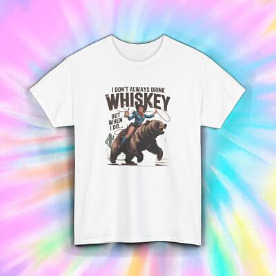 Whiskey Bear Shirt Funny Cowboy Rodeo Alcohol Western Humor Tee S-5XL