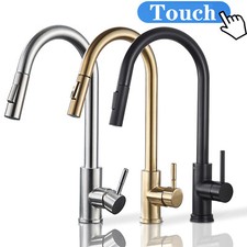 Sensor Touch Kitchen Sink Faucet Pull Out Sprayer Mixer Tap Swivel square