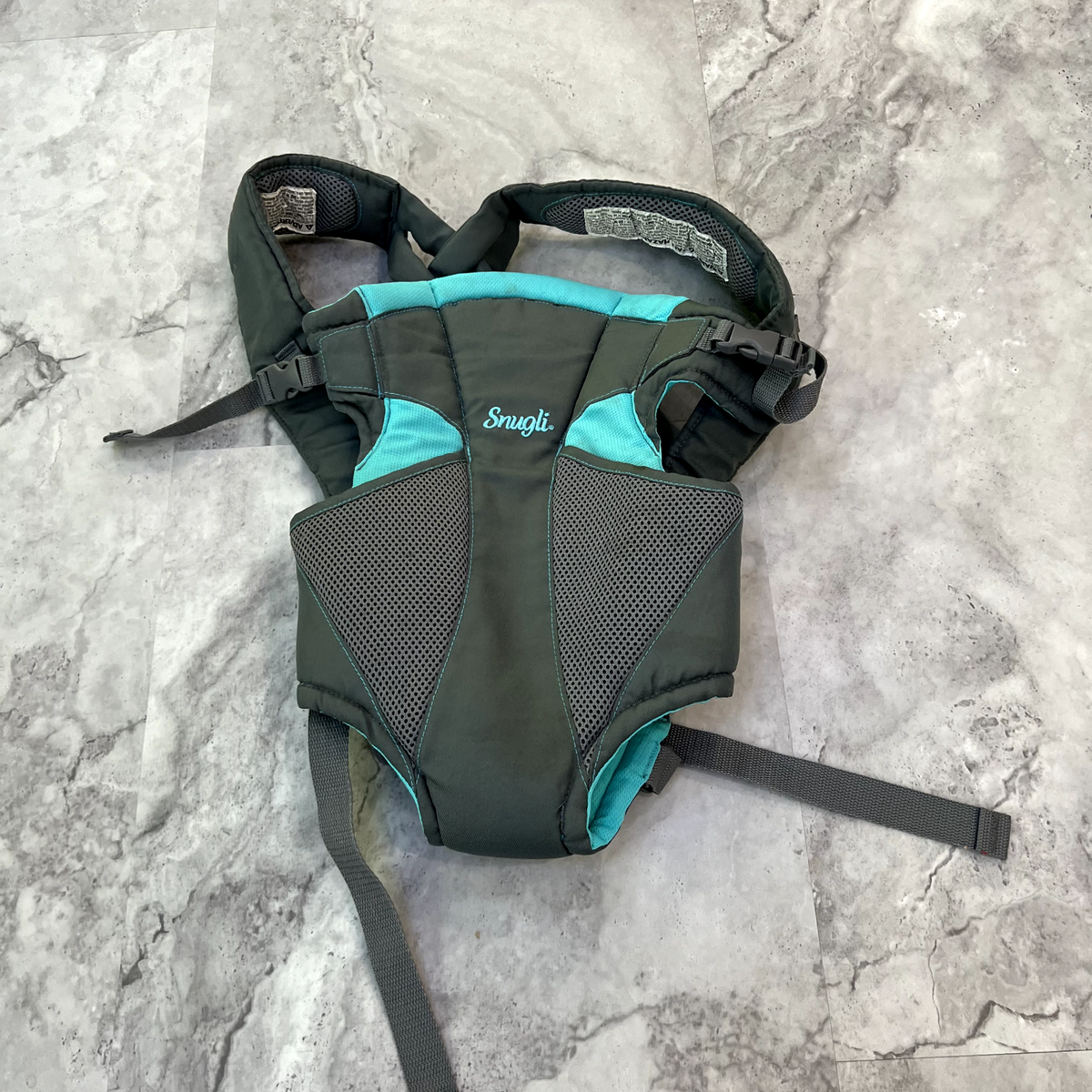 Evenflo Snugli Soft Baby Carrier Grey Teal Adjustable Comfortable