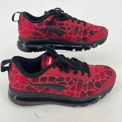 Onemix Running Jogging Shoes MENS Red Black Lace Up Athletic Sneakers SIZE 6.5