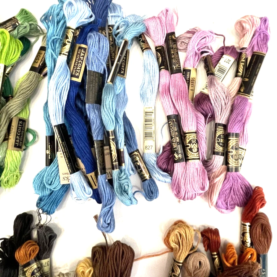 Cotton Embroidery Floss Lot J&P Coats & DMC About 125 Full & Partial Skeins - Image 4 of 4