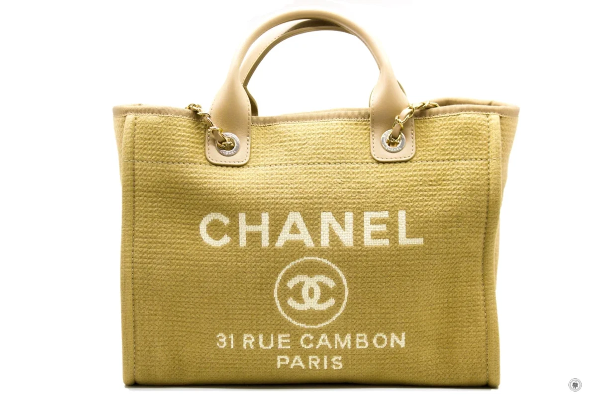 Chanel Deauville Tote Canvas Medium Yellow 2247301