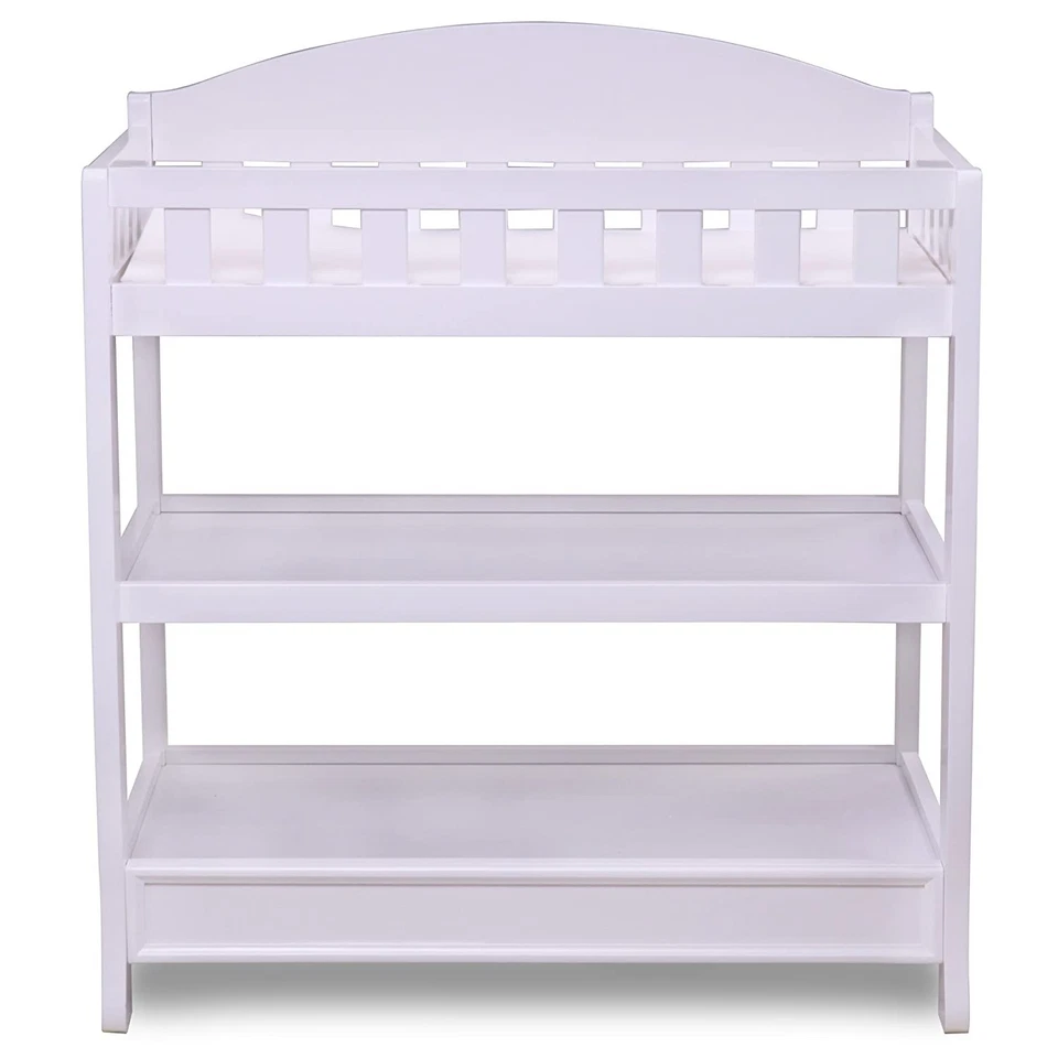 Trocador infantil Delta com almofada madeira 2 prateleiras trilhos de segurança branco - Imagem 4 de 4