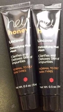 2X Hey Honey Uncover Detoxifying Mud Mask .5 oz Travel Sz Sealed Lot of 2