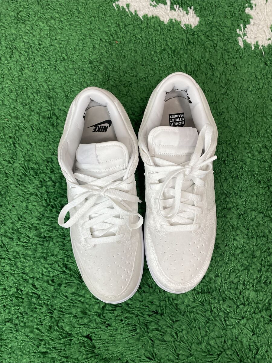 Size 9.5- Nike Dunk Low x Dover Street Market White Velvet Size 9.5- Nike Dunk Low x Dover Street Market White Velvet