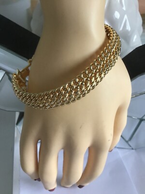 Gourmette Bracelet Maille Américaine Plaqué Or - 47 G - 20 Cm - État Très Bon