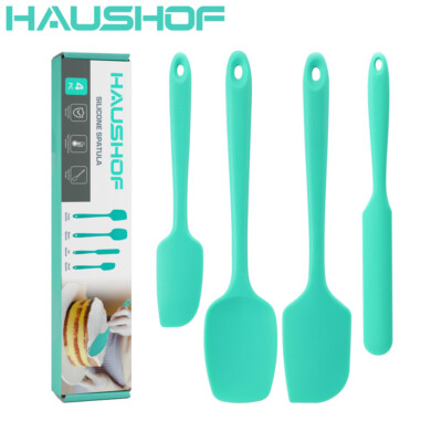 HAUSHOF Kitchen Spatula Silicone Utensils Heat Resistant for Baking Cooking 4PCS