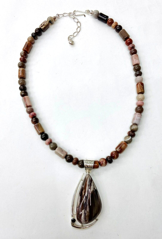 HSN Jay King Sterling Silver Devil's Gate Juniper Wood & Quartz 18" Necklace