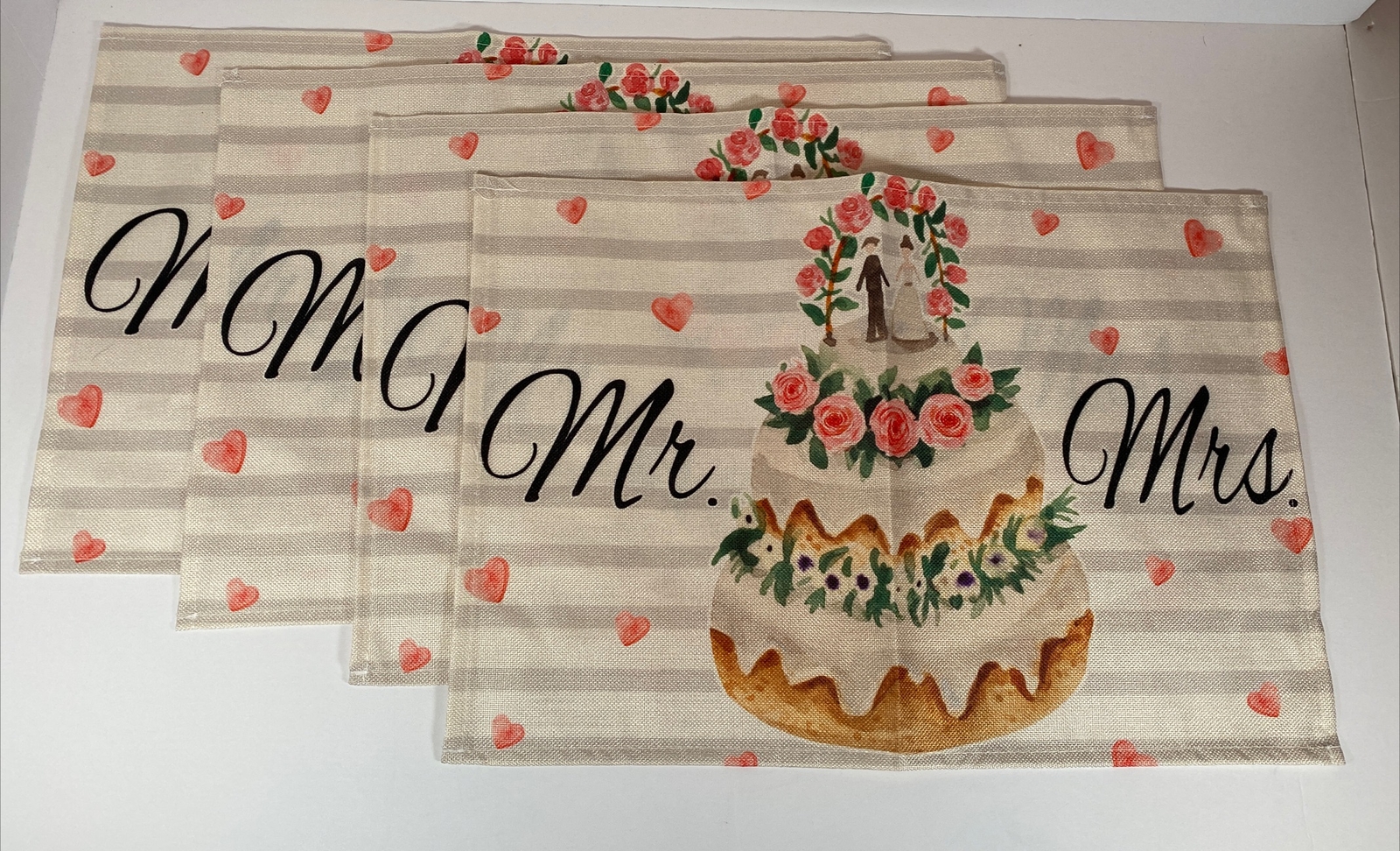 Mr. and Mrs. Wedding Anniversary Placemats 12'x18" Set of 4 Table
