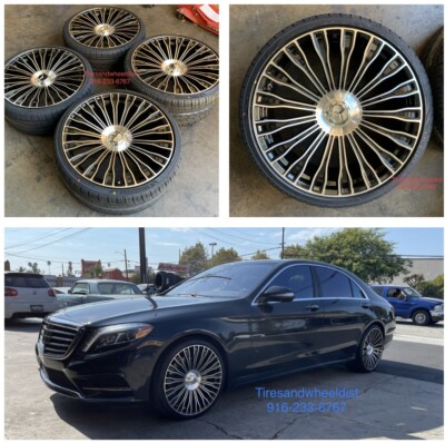 22'' Maybach Style Wheels fit Mercedes Eqs 450 Suv Sedan Eqe Gloss Black Tires