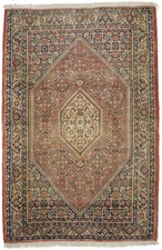 Semi-Antique Handmade Oriental Rug Orange-Red Floral Farmhouse Carpet 3X5 ft