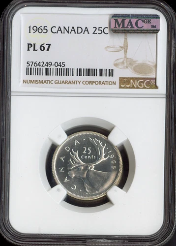 1965 Canada 25 Cents 25C NGC PL67 MAC Quality
