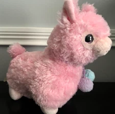 Aurora Stuffed Animal Plush Llama Pink Pom Poms 10 Inch Glitter Eyes Toy E3