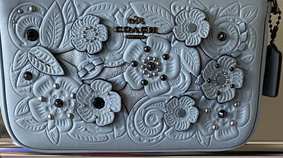NWT COACH TOOLED TEA ROSE PALE BLUE NOLITA 19 12055 | eBay