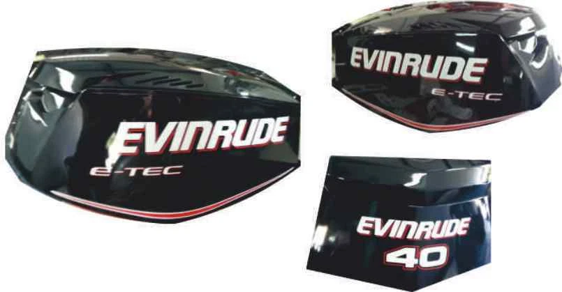 ADESIVI MOTORE FUORIBORDO EVINRUDE 40 E - TEC PER CALANDRA BIANCA O NERA