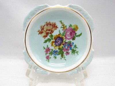 Paragon By Appointment Floral Blue Gold Mint Tea Bag Dish Pin Plate England