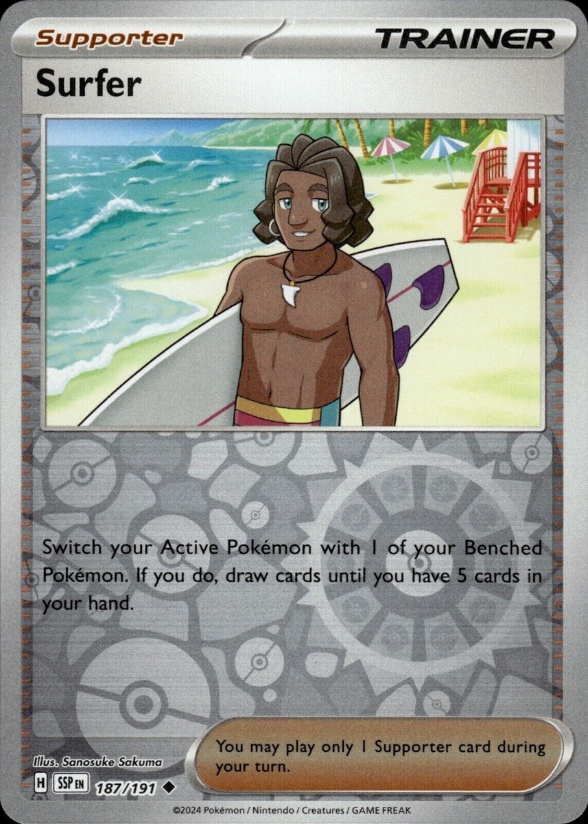 Pokemon - Surfer 187/191 - Reverse Holo - Surging Sparks - NM/M | eBay