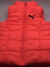 PUMA Neon Orange Puffer Vest Size xxs 3/4.