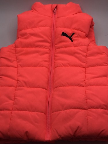 PUMA Neon Orange Puffer Vest Size xxs 3/4.