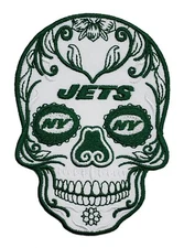 Jets Sugar Skull Football Embroidered Iron On Patch Joe Namath