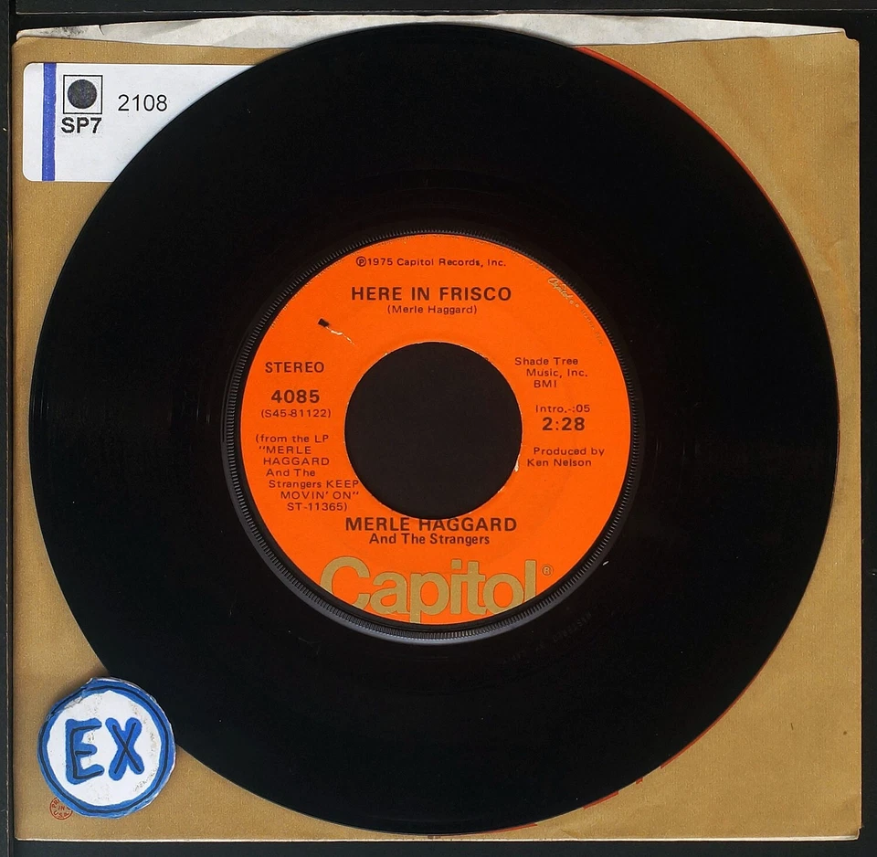 Merle Haggard - Here In Frisco - 7" single 45rpm record - Image 3 of 3