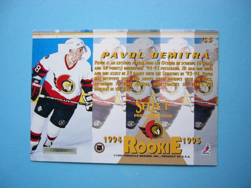 Tarjeta de hockey Pinnacle Select NHL 1994/95 #185 Pavol Demitra novato autógrafo automático Foto 2 de 3