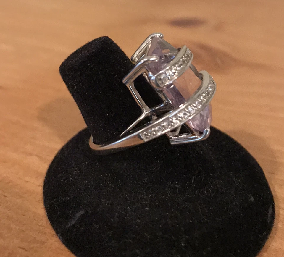 Anillo de plata de ley amatista Rose De France (talla 7) 16 cts. 16 x 20mm Foto 2 de 4