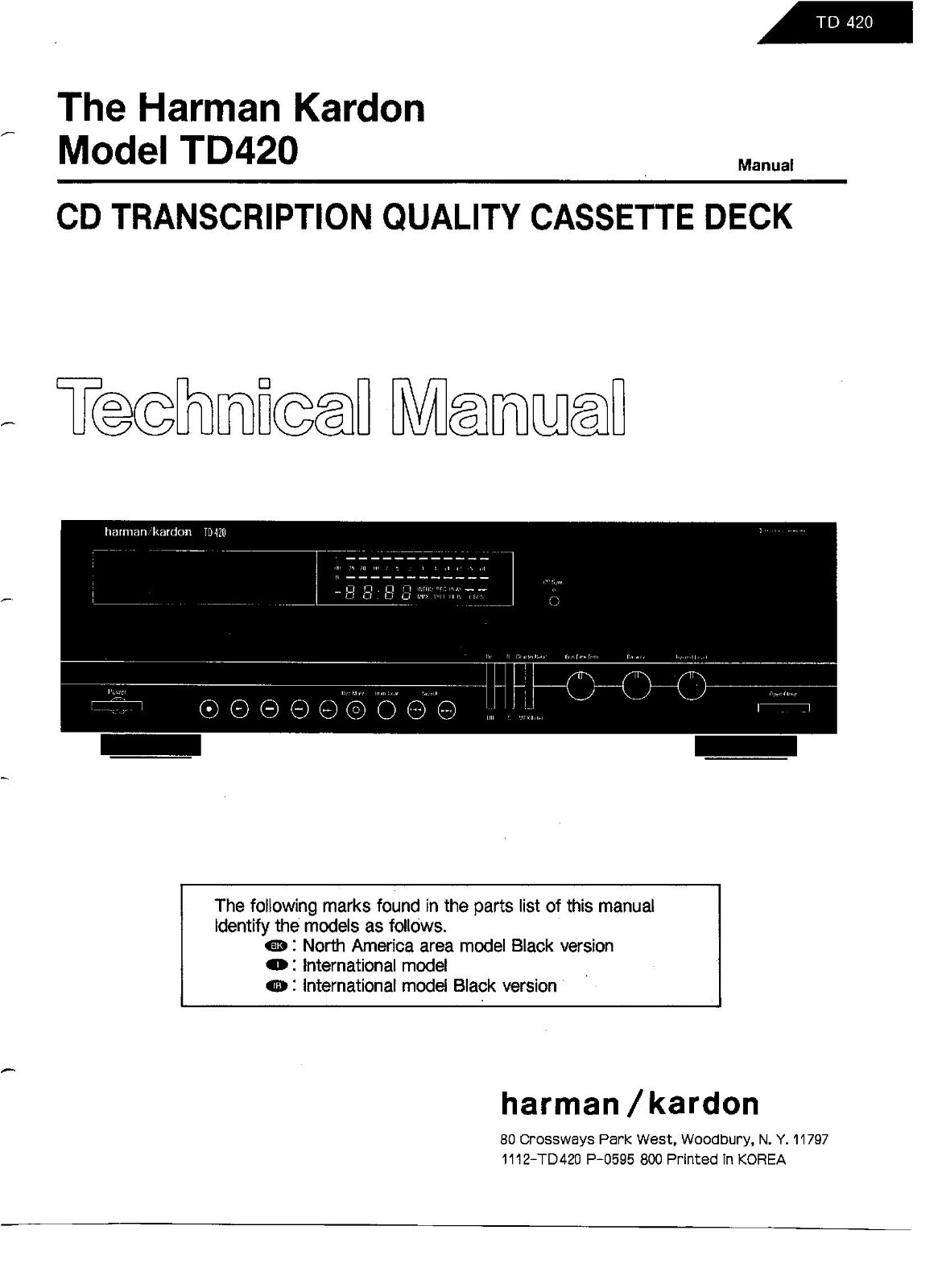 Service Manual Instructions for Harman Kardon Td 420 | eBay